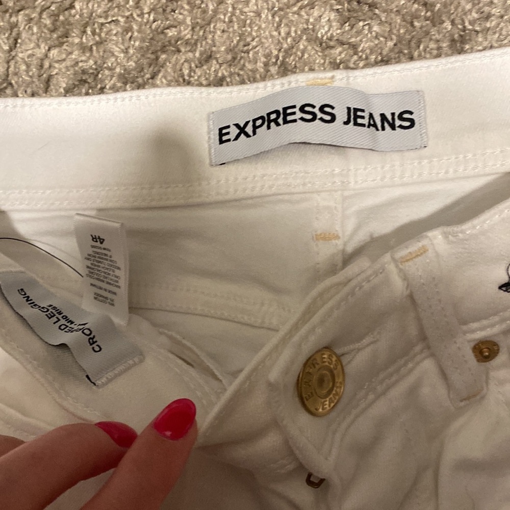 Express White Ripped Jeans Cropped Legging MidRise! Side 4R, NWT​ - Picture 2 of 4